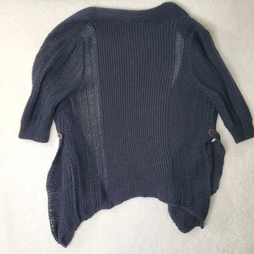 Moth By Anthropology Rib Knit Sweater Cardigan Black Large